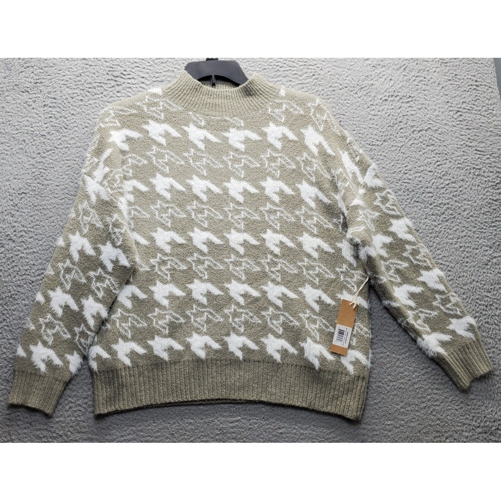 Dreamers by Debut Sweater Womens Medium Multi Houndstooth Acrylic Raglan Sleeve